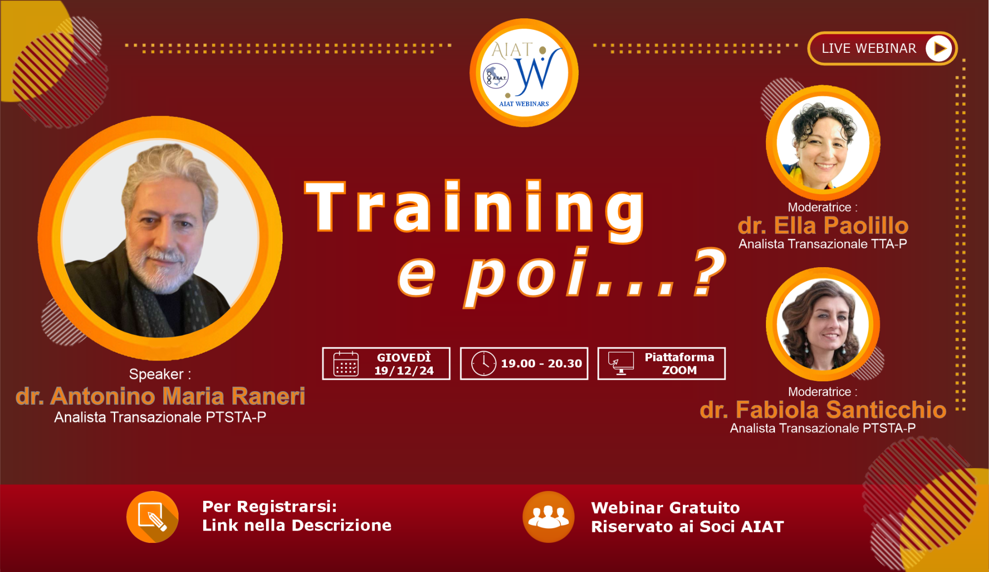 Aiat Webinar “Training e poi…?”  con il dr. Antonino Maria Raneri
