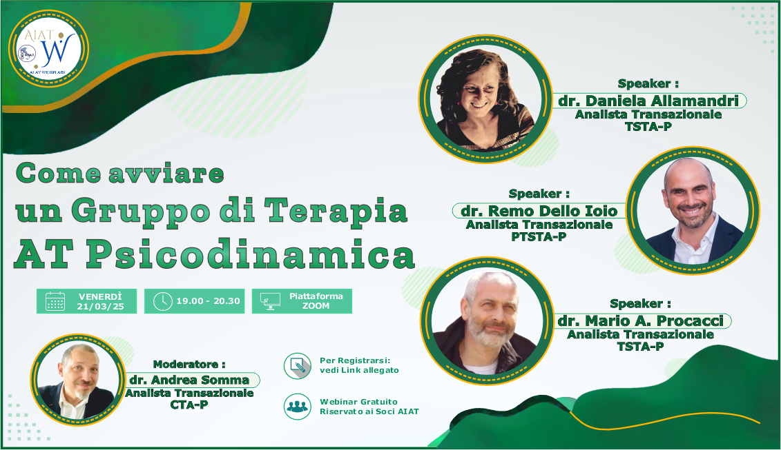 AIAT Webinar Marzo 2025 - Come avviare un Gruppo di Terapia AT Psicodinamica